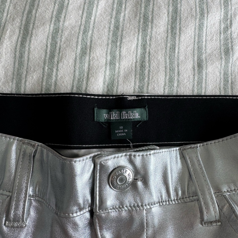 Wild Fable Metallic Silver Flare Pants - Picture 3 of 3
